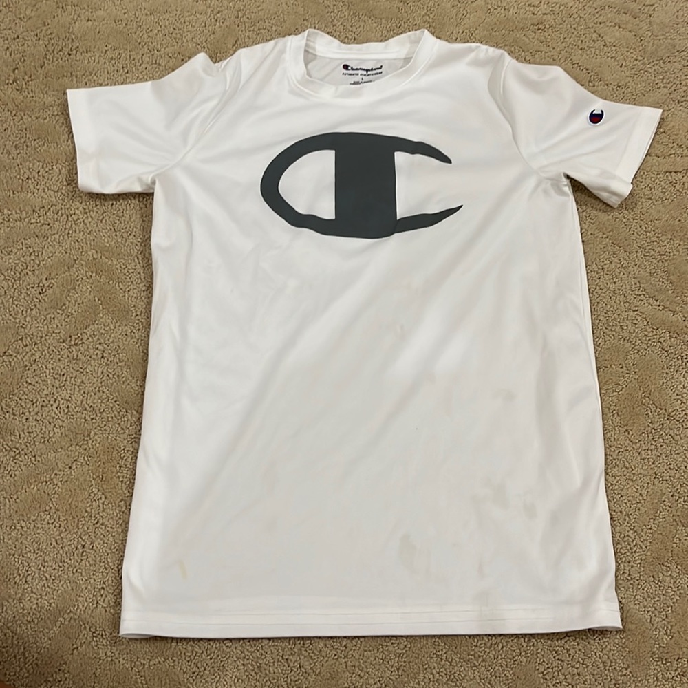 Boys small Champion white Logo Tee